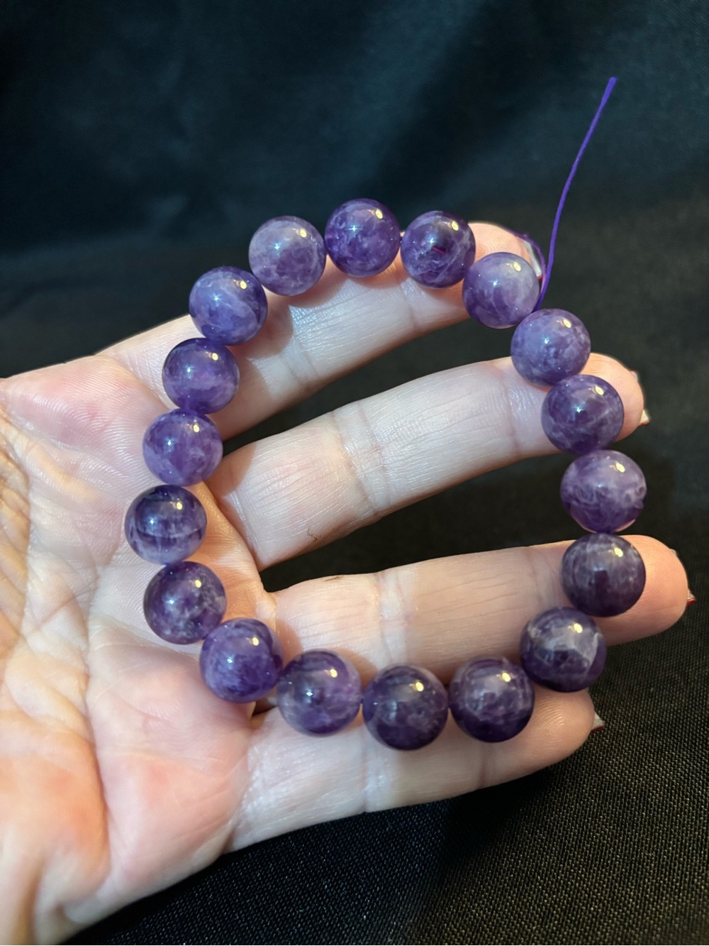 10mm Crystal Amethyst Purple Beaded Stretch Bracelet
